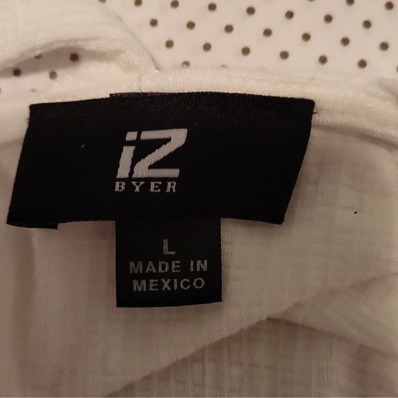 Iz Byer Ivory Short Sleeve Criss-Cross Back Tie Front Blouse, Large - Picture 3 of 4